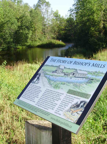 History of Bishops Mills plaque